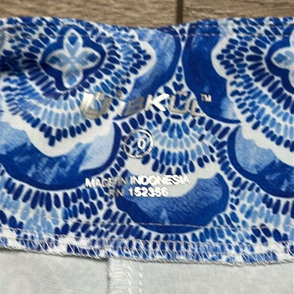 IBKUL Venetian Tiles Denim Stretch Golf Ankle Pants‎ Blue White Size 10 - Picture 10 of 11